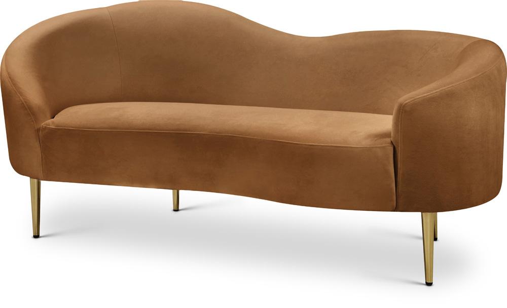 Meridian Furniture - Ritz Saddle Velvet Loveseat - 659Saddle-L veiw 1