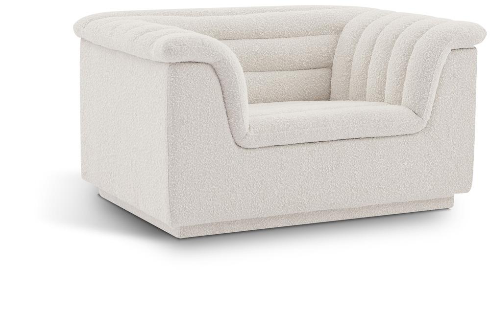 Meridian Furniture - Cascade Cream Boucle Fabric Chair - 191Cream-C veiw 1