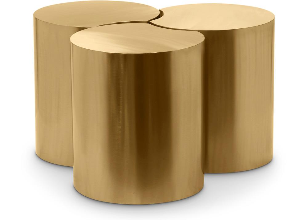 Meridian Furniture - Dimple Gold Coffee Table - 3Pc - 99081Gold-3D veiw 1