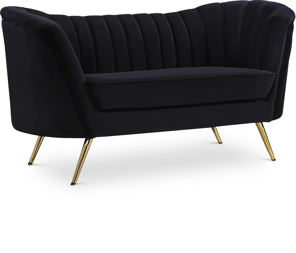 Meridian Furniture - Margo Black Velvet Loveseat - 622Black-L veiw 1