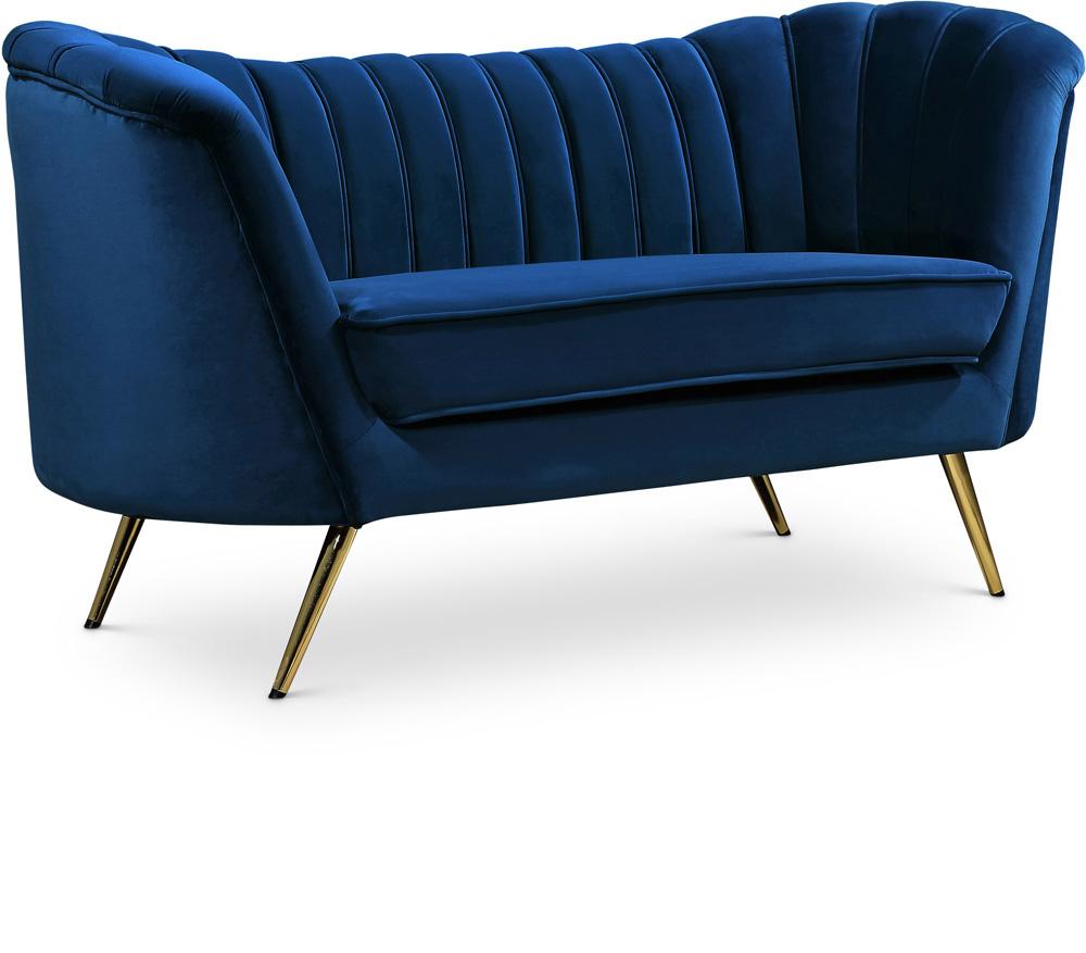 Meridian Furniture - Margo Navy Velvet Loveseat - 622Navy-L veiw 1