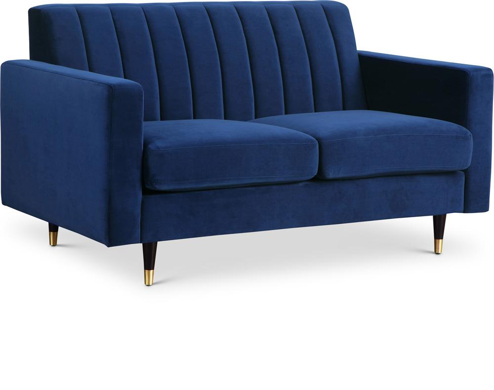 Meridian Furniture - Lola Navy Velvet Loveseat - 619Navy-L veiw 1