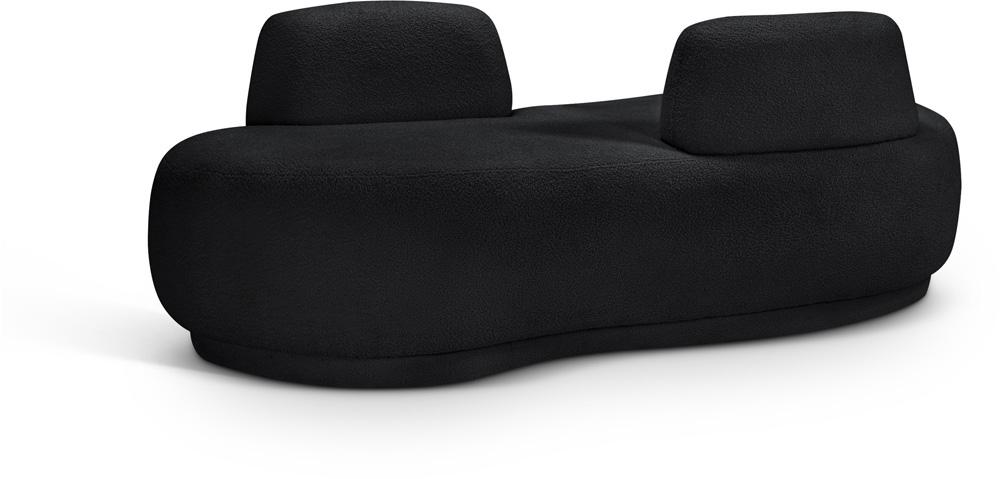 Meridian Furniture - Argyle Black Teddy Fabric Chaise/Loveseat - 629Black-Chaise veiw 1