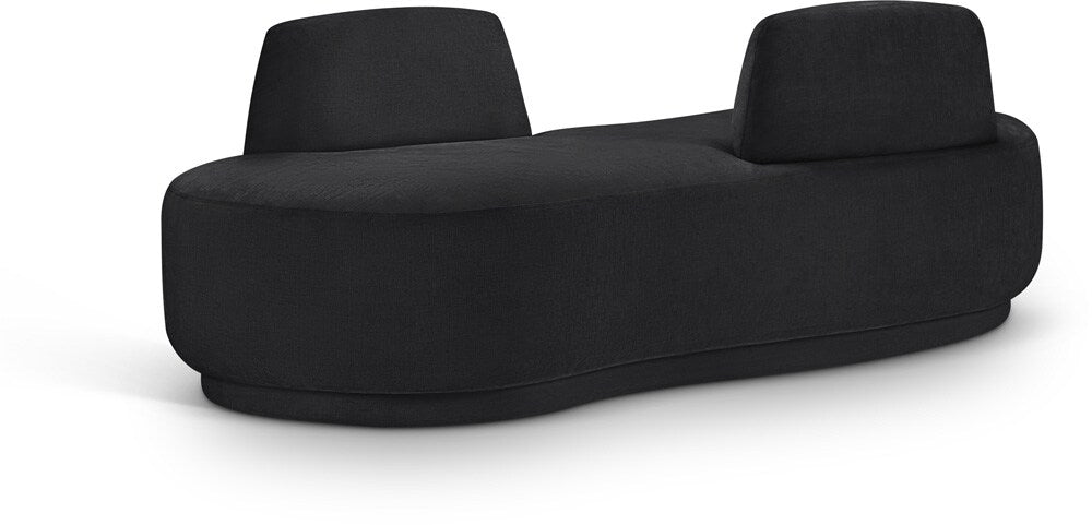 Meridian Furniture - Argyle Black Chenille Fabric Chaise/Loveseat - 639Black-Chaise veiw 1