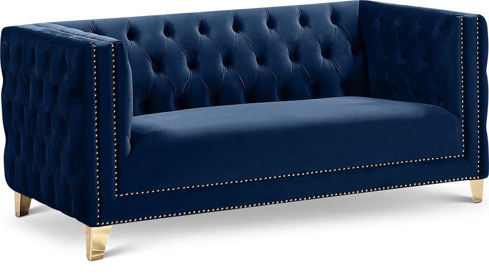 Meridian Furniture - Michelle Navy Velvet Loveseat - 652Navy-L veiw 1