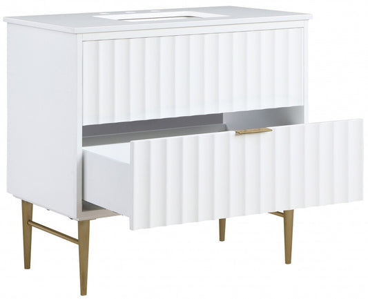Meridian Furniture - Modernist White Bathroom Vanity - 401White-36 veiw 2