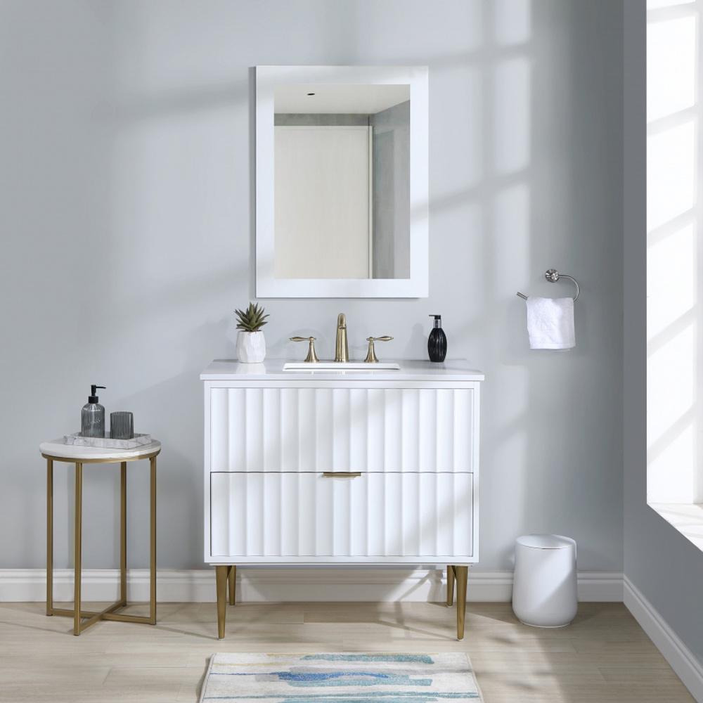 Meridian Furniture - Modernist White Bathroom Vanity - 401White-36 veiw 5
