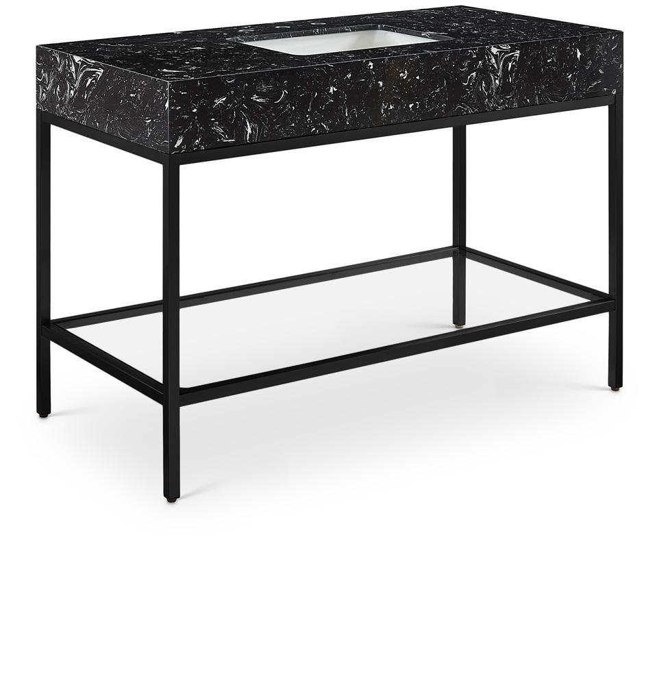 Meridian Furniture - Marmo Black Engineered Marble Bathroom Vanity - 407Black-48 veiw 1