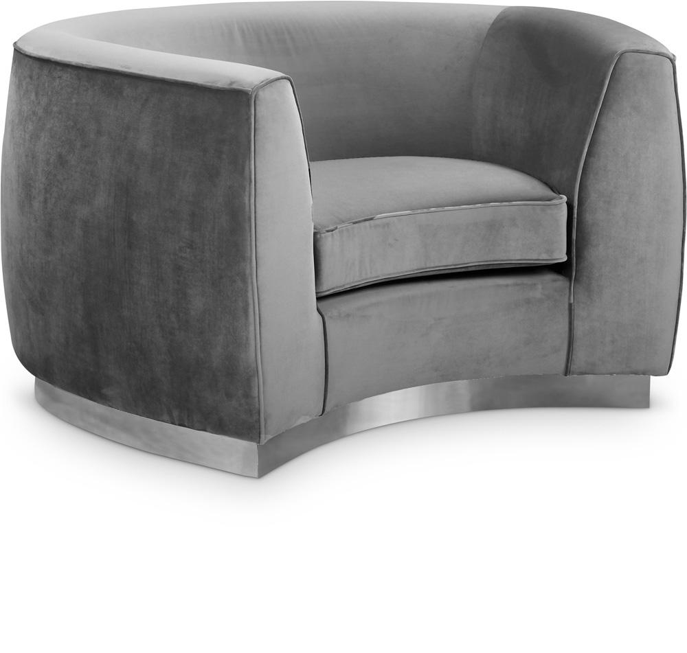 Meridian Furniture - Julian Grey Velvet Chair - 621Grey-C veiw 1
