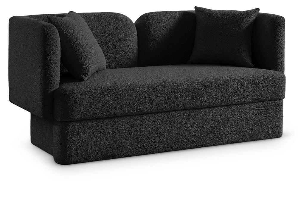 Meridian Furniture - Marcel Black Boucle Fabric Loveseat - 616Black-L veiw 1