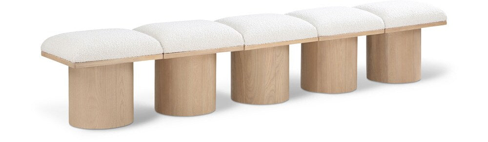 Meridian Furniture - Pavilion Cream Boucle Fabric Bench - 5Pc - 465Cream-5A veiw 1