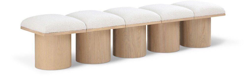 Meridian Furniture - Pavilion Cream Boucle Fabric Bench - 5Pc - 465Cream-5B veiw 1