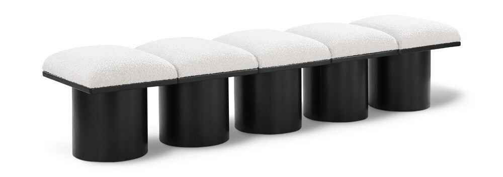 Meridian Furniture - Pavilion Cream Boucle Fabric Bench - 5Pc - 466Cream-5B veiw 1