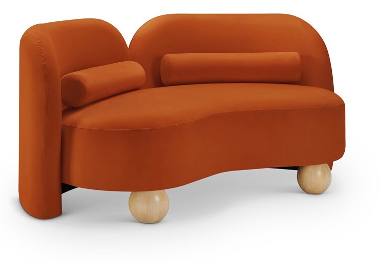 Meridian Furniture - Daphne Cognac Velvet Loveseat - 44002Cognac-L veiw 1