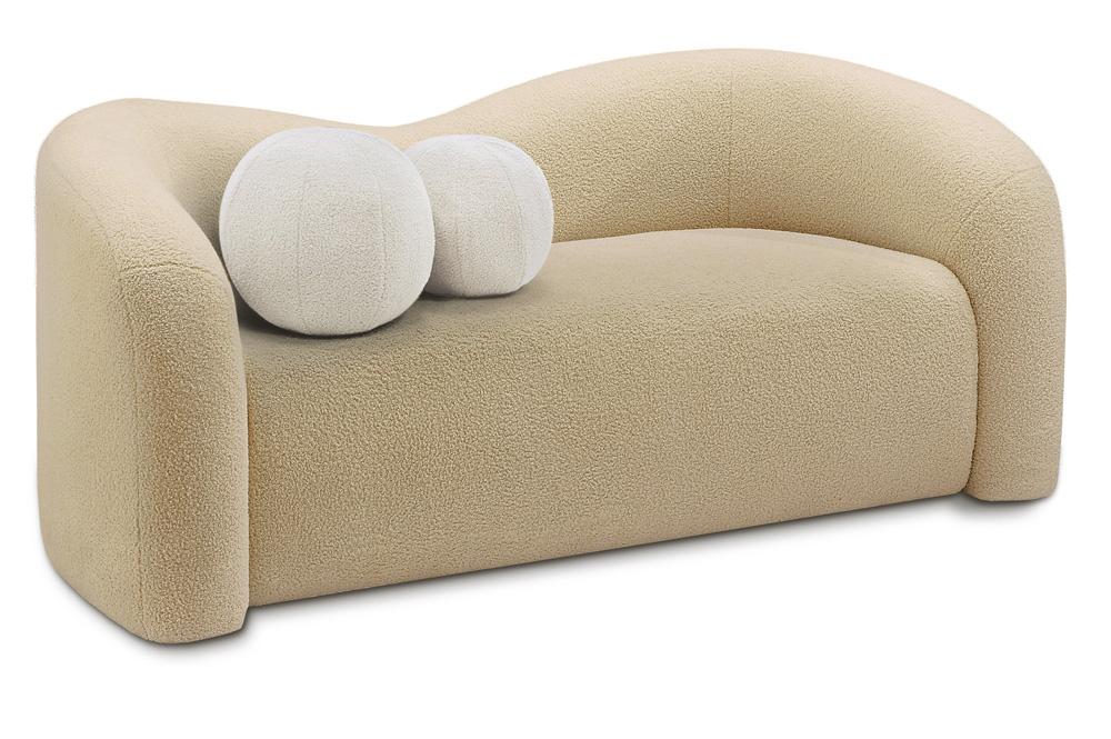 Meridian Furniture - Kali Beige Faux Shearling Teddy Fabric Loveseat - 186Beige-L veiw 1