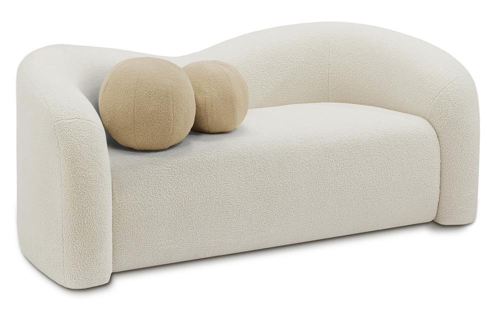 Meridian Furniture - Kali Cream Faux Shearling Teddy Fabric Loveseat - 186Cream-L veiw 1