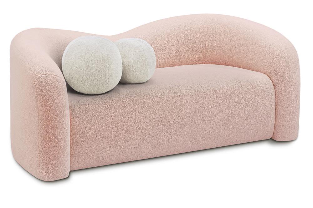Meridian Furniture - Kali Pink Faux Shearling Teddy Fabric Loveseat - 186Pink-L veiw 1