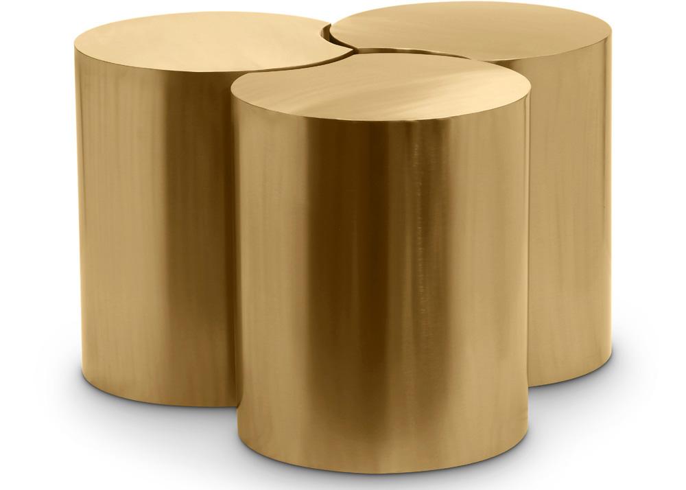 Meridian Furniture - Dimple Gold Coffee Table - 3Pc - 99081Gold-3C veiw 1