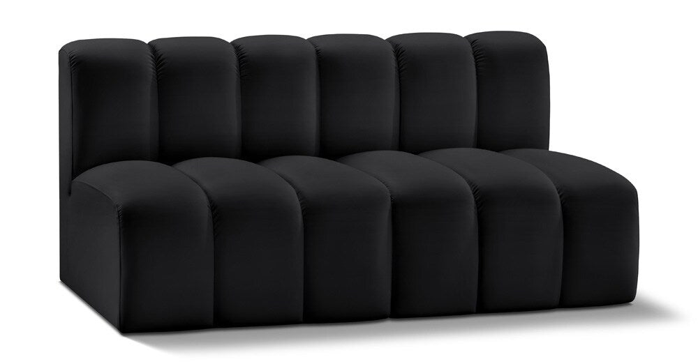 Meridian Furniture - Arc Black Vegan Leather Modular Sofa - 2Pc - 101Black-S2A veiw 1