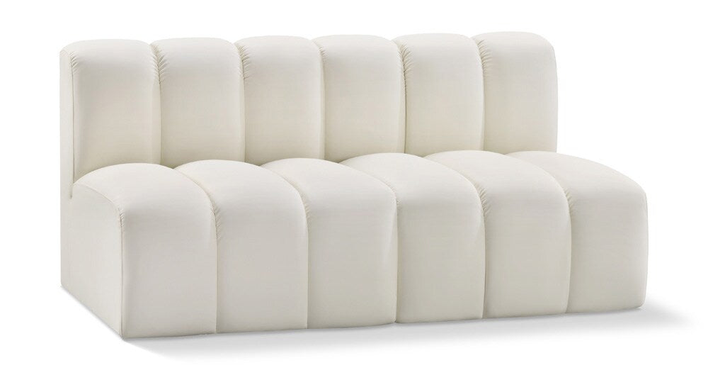 Meridian Furniture - Arc Cream Vegan Leather Modular Sofa - 2Pc - 101Cream-S2A veiw 1