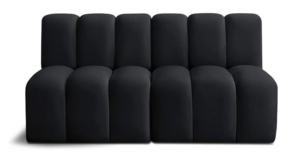 Meridian Furniture - Arc Black Velvet Modular Sofa - 2Pc - 103Black-S2A veiw 1