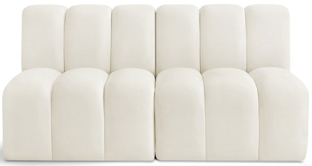 Meridian Furniture - Arc Cream Velvet Modular Sofa - 2Pc - 103Cream-S2A veiw 1