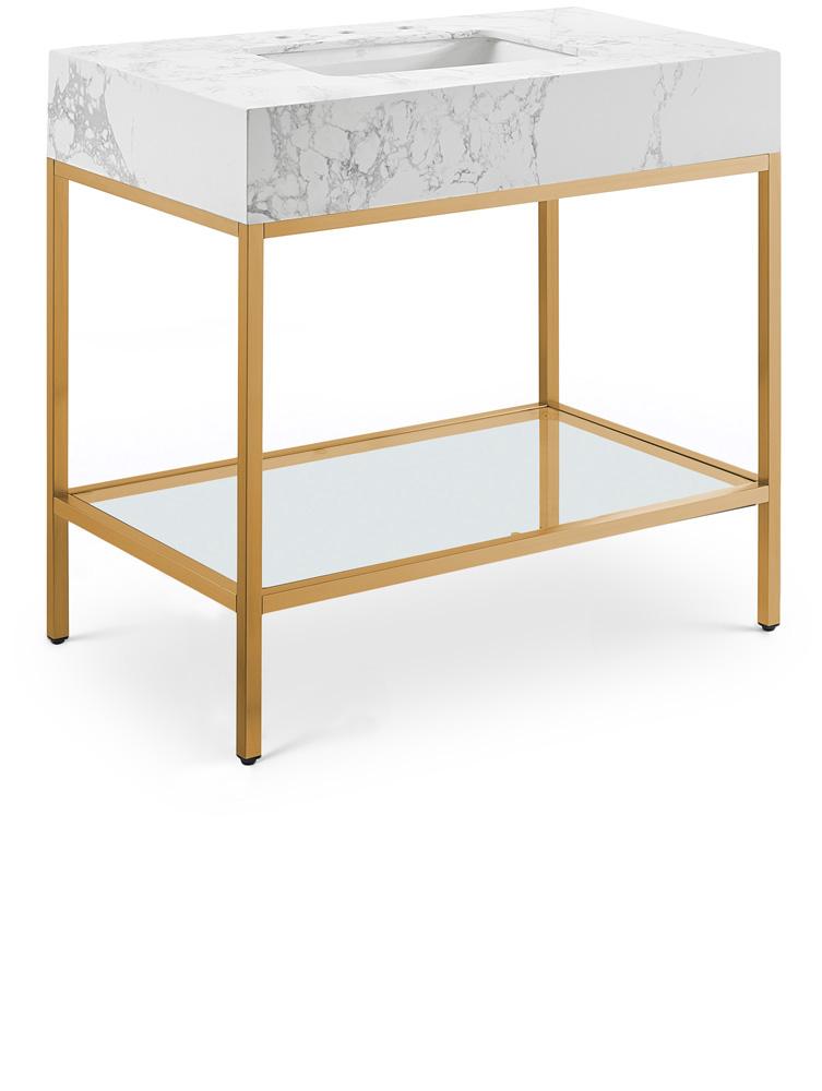 Meridian Furniture - Marmo White Engineered Marble Bathroom Vanity - 406White-36 veiw 1