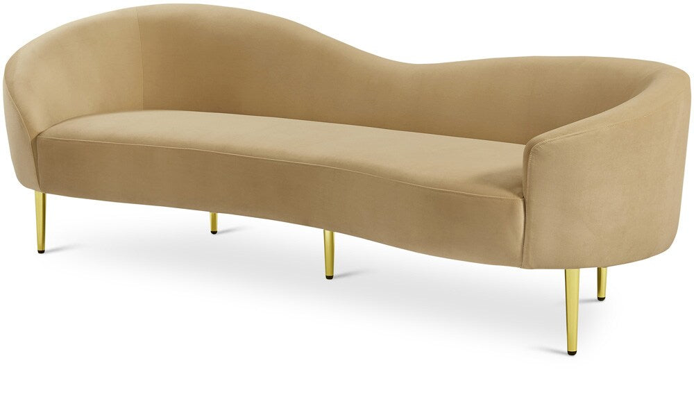 Meridian Furniture - Ritz Camel Velvet Sofa - 659Camel-S veiw 1