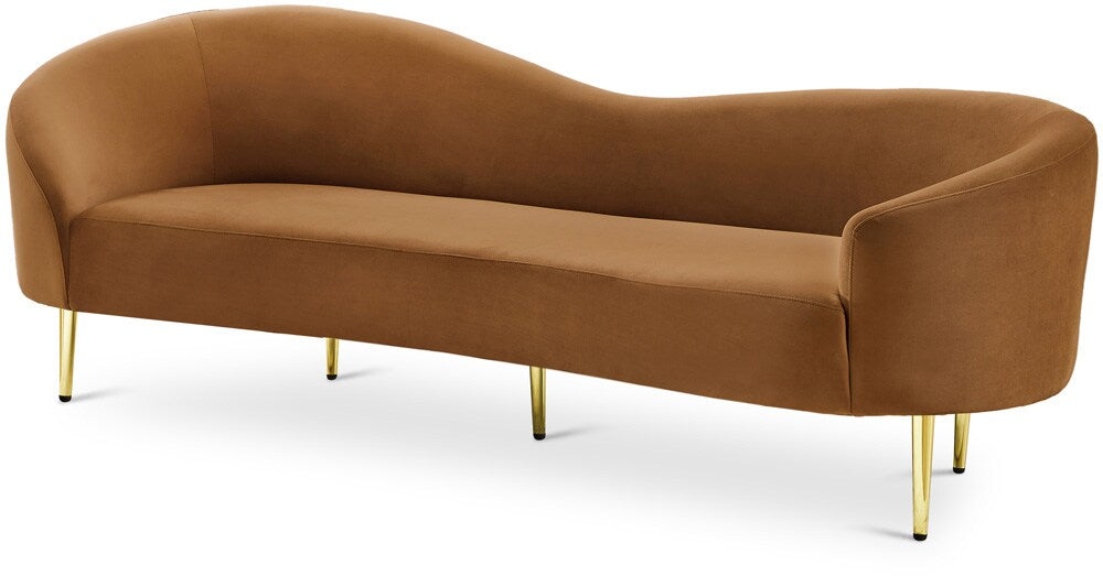 Meridian Furniture - Ritz Saddle Velvet Sofa - 659Saddle-S veiw 1
