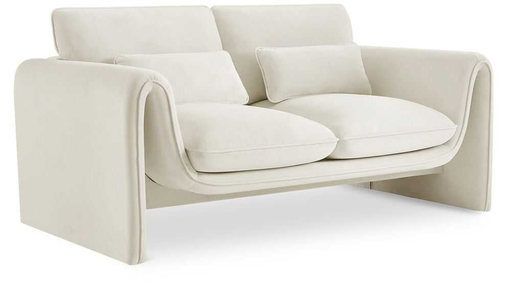 Meridian Furniture - Sloan Cream Velvet Fabric Loveseat - 199Cream-L veiw 1
