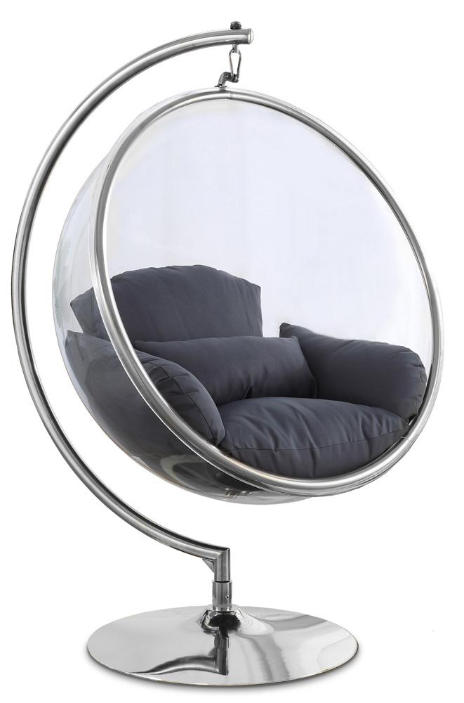 Meridian Furniture - Luna Grey Durable Fabric Acrylic Swing Chair - 507Grey veiw 1