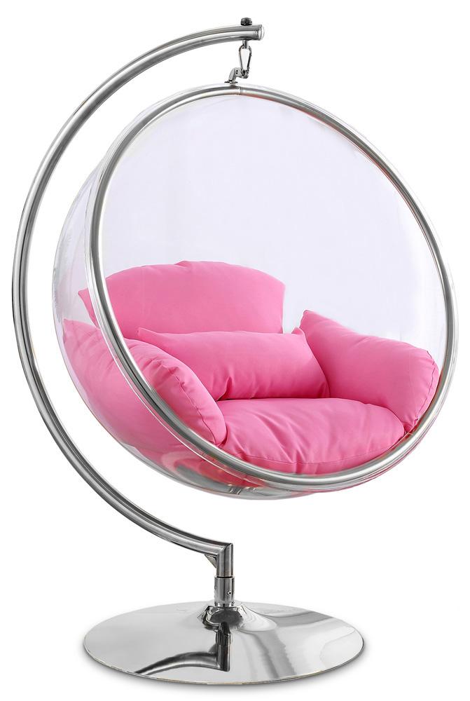 Meridian Furniture - Luna Pink Durable Fabric Acrylic Swing Chair - 507Pink veiw 1