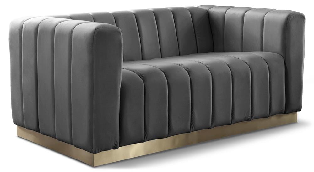 Meridian Furniture - Marlon Grey Velvet Loveseat - 603Grey-L veiw 1