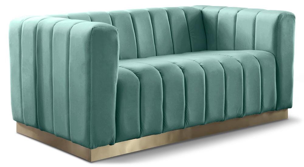 Meridian Furniture - Marlon Mint Velvet Loveseat - 603Mint-L veiw 1
