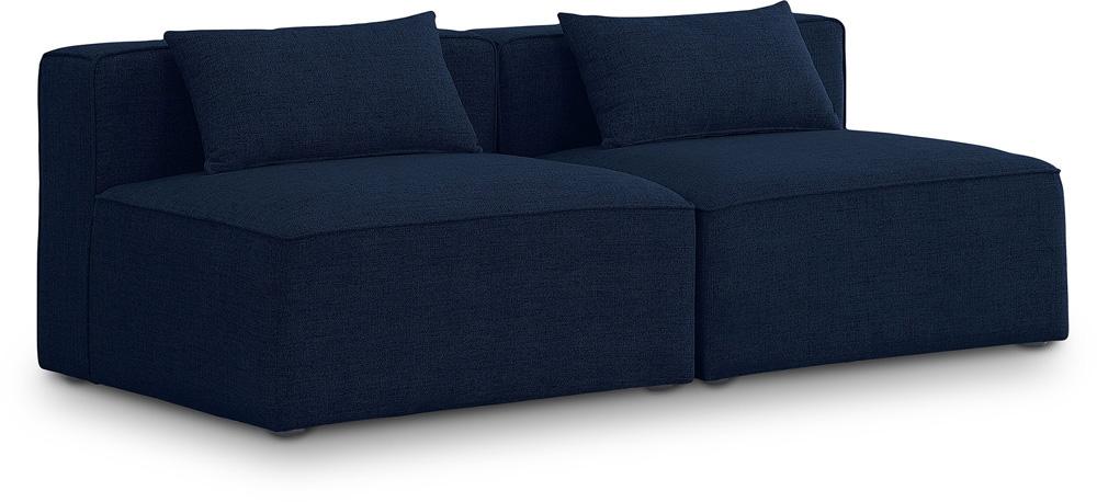 Meridian Furniture - Cube Navy Durable Linen Textured Modular Sofa - 2Pc - 630Navy-S72A veiw 1