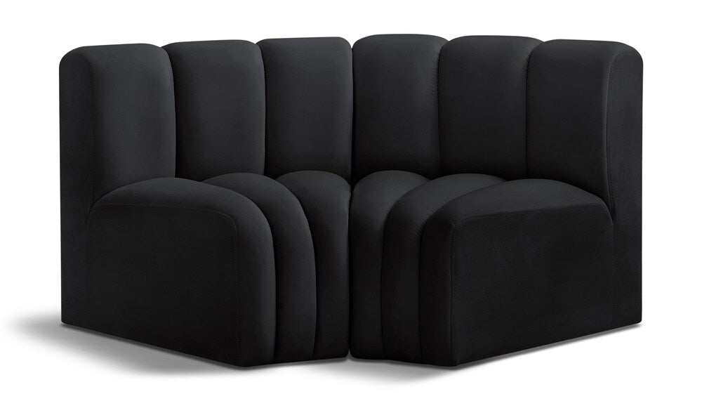 Meridian Furniture - Arc Black Velvet Modular Sofa - 2Pc - 103Black-S2B veiw 1