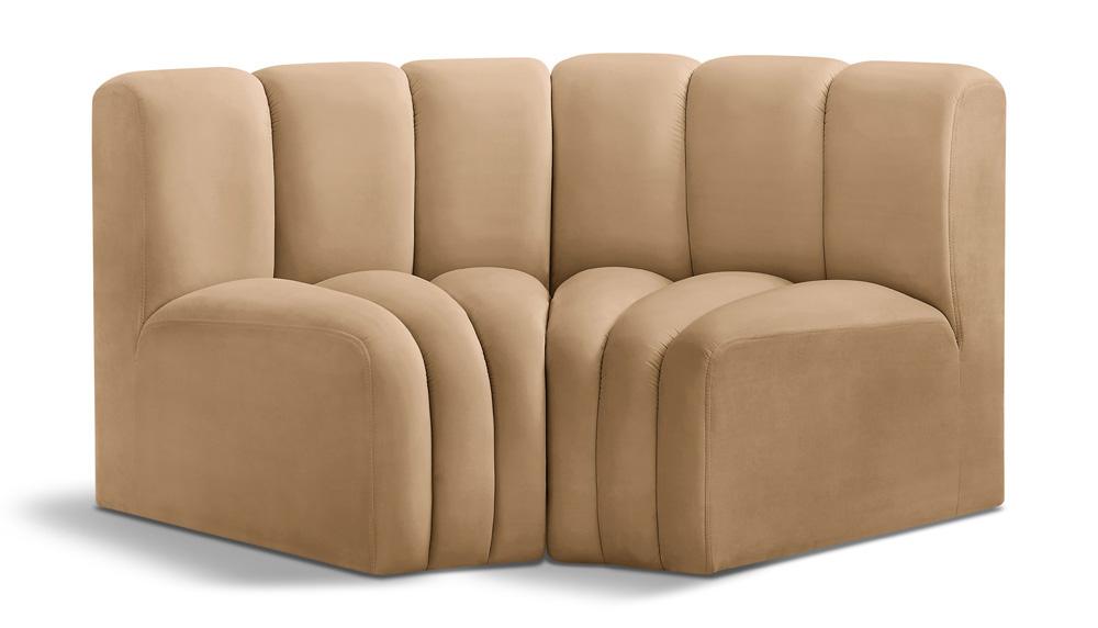 Meridian Furniture - Arc Camel Velvet Modular Sofa - 2Pc - 103Camel-S2B veiw 1