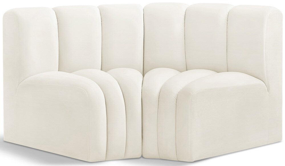 Meridian Furniture - Arc Cream Velvet Modular Sofa - 2Pc - 103Cream-S2B veiw 1