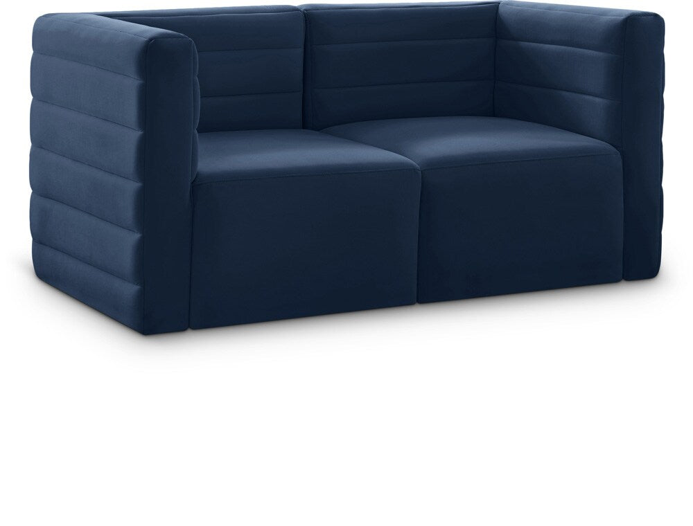 Meridian Furniture - Quincy Navy Velvet Modular Sofa - 2Pc - 677Navy-S63 veiw 1