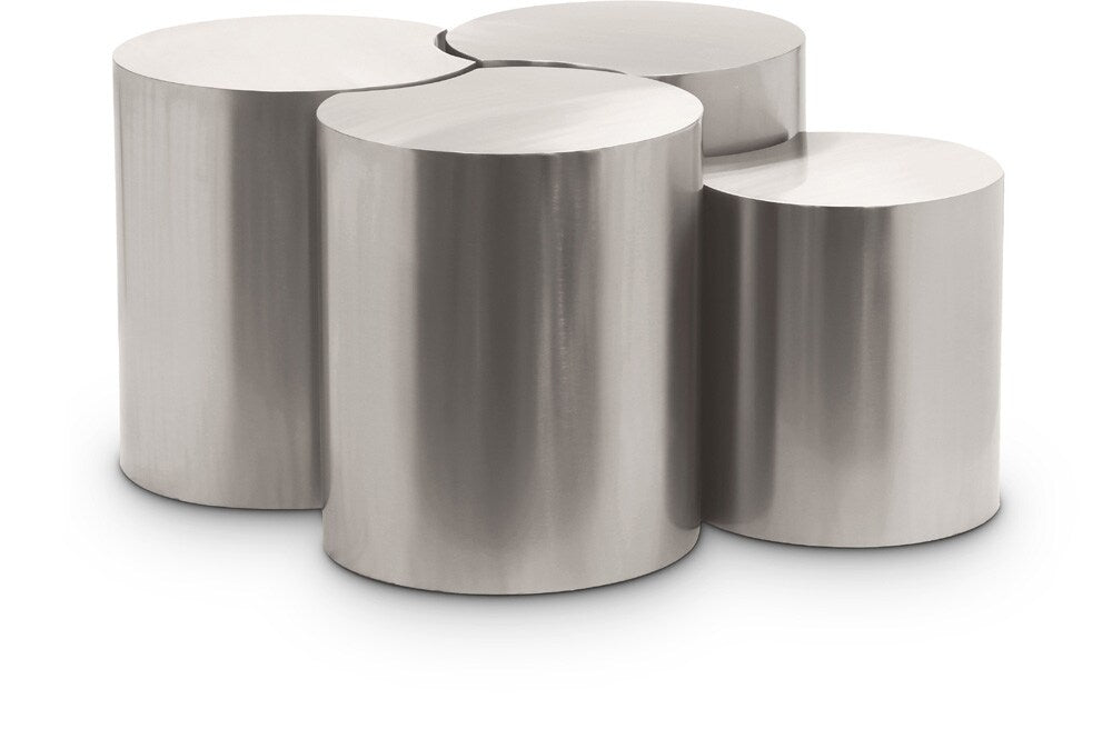 Meridian Furniture - Dimple Silver Coffee Table - 4Pc - 99081Silver-4A veiw 1