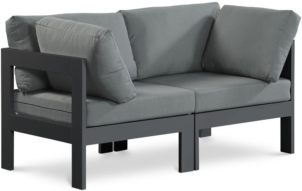 Meridian Furniture - Nizuc Grey Water Resistant Fabric Outdoor Patio Modular Sofa - 2Pc - 376Grey-S60A veiw 1