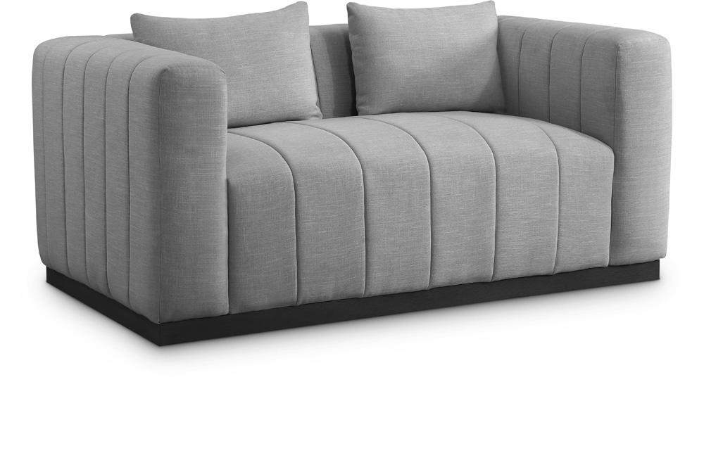 Meridian Furniture - Lucia Grey Linen Textured Fabric Loveseat - 655Grey-L veiw 1