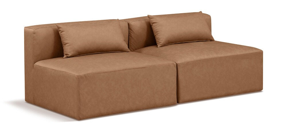 Meridian Furniture - Cube Brown Vegan Leather Modular Sofa - 2Pc - 668Brown-S72A veiw 1