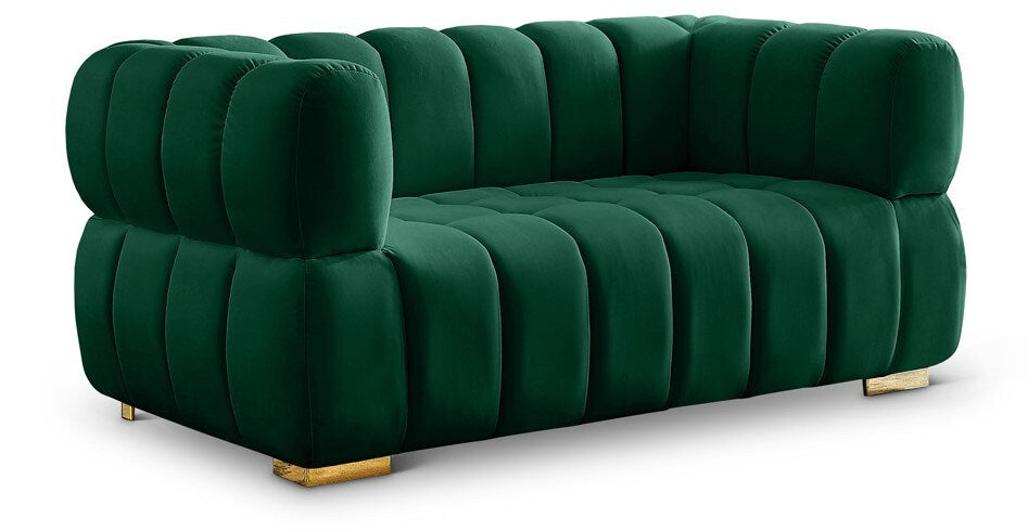 Meridian Furniture - Gwen Green Velvet Loveseat - 670Green-L veiw 1