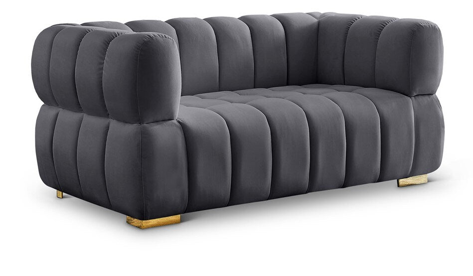 Meridian Furniture - Gwen Grey Velvet Loveseat - 670Grey-L veiw 1
