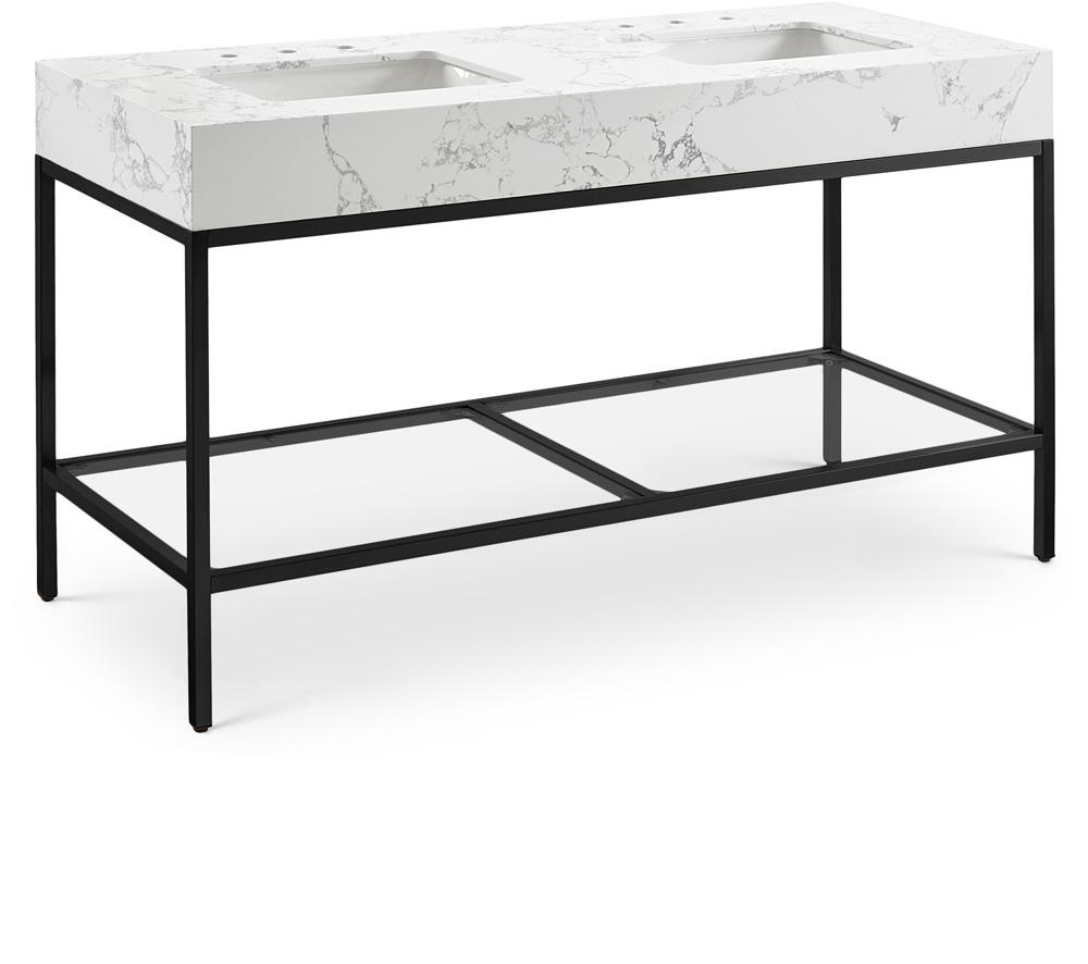 Meridian Furniture - Marmo White Engineered Marble Bathroom Vanity - 407White-60 veiw 1