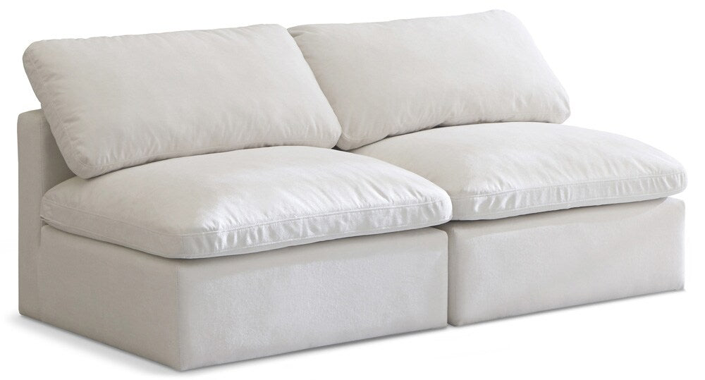 Meridian Furniture - Plush Cream Velvet Standard Comfort Modular Sofa - 2Pc - 602Cream-S2 veiw 1