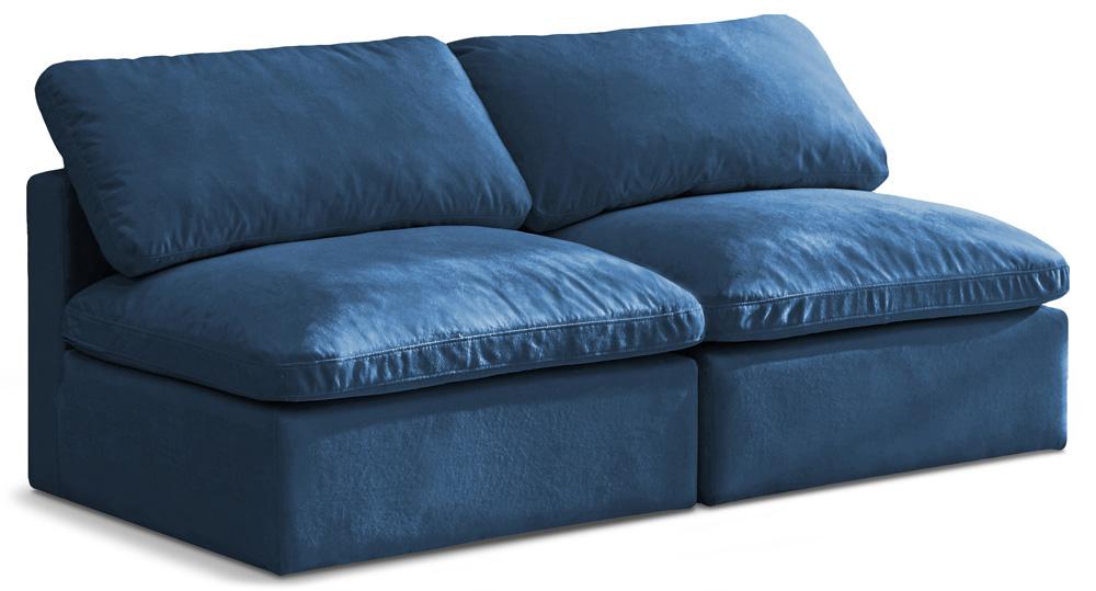 Meridian Furniture - Plush Navy Velvet Standard Comfort Modular Sofa - 2Pc - 602Navy-S2 veiw 1