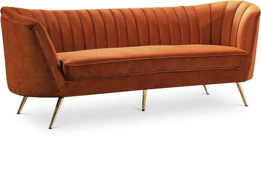 Meridian Furniture - Margo Cognac Velvet Sofa - 622Cognac-S veiw 1