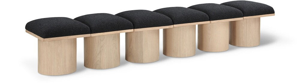 Meridian Furniture - Pavilion Black Boucle Fabric Bench - 6Pc - 465Black-6B veiw 1